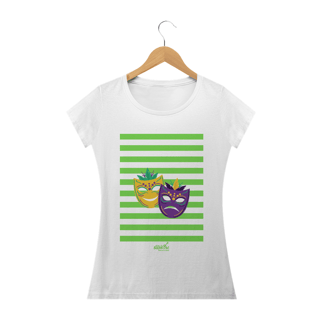 Nome do produto Camiseta Baby Long Clássica Feminina - Carnaval Verde e Branca