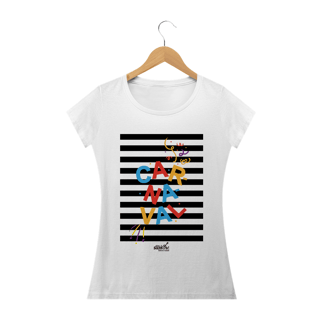 Nome do produto Camiseta Baby Long Clássica Feminina - Carnaval Preta e Branca