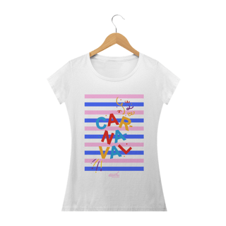 Nome do produto Camiseta Baby Long Clássica Feminina - Carnaval Azul Rosa e Branca