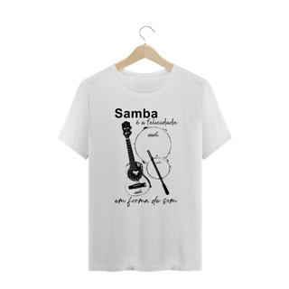 Nome do produto Camiseta Plus Size - Samba é a Felicidade Em Forma de Som