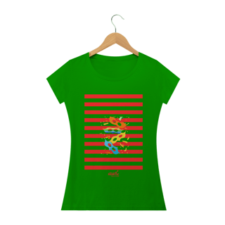 Nome do produto Camiseta Baby Long Clássica Feminina - Carnaval Vermelha e Verde