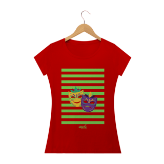Nome do produto Camiseta Baby Long Clássica Feminina - Carnaval Vermelha e Verde