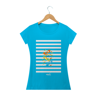 Nome do produto Camiseta Baby Long Clássica Feminina - Carnaval Azul e Branca