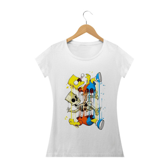 Camiseta Feminina Os Simpsons - Bart Esqueleto