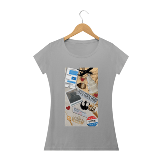 Nome do produto Camiseta Feminina Vermelho Branco e Sangue azul  - History