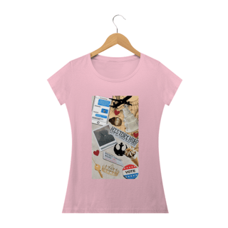 Nome do produto Camiseta Feminina Vermelho Branco e Sangue azul  - History
