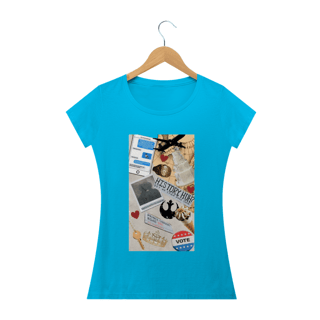 Nome do produto Camiseta Feminina Vermelho Branco e Sangue azul  - History