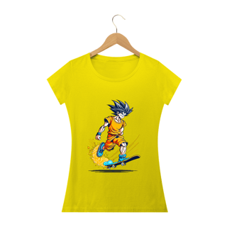 Nome do produto camiseta feminina goku skaetboard