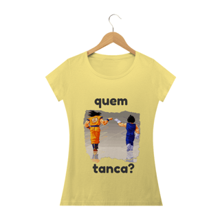 camiseta feminina estonada goku e vegeta '' quem tanca? ''