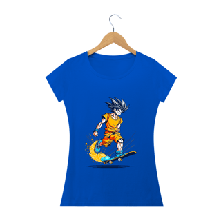 Nome do produto camiseta feminina goku skaetboard