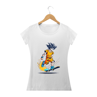 Nome do produto camiseta feminina goku skaetboard