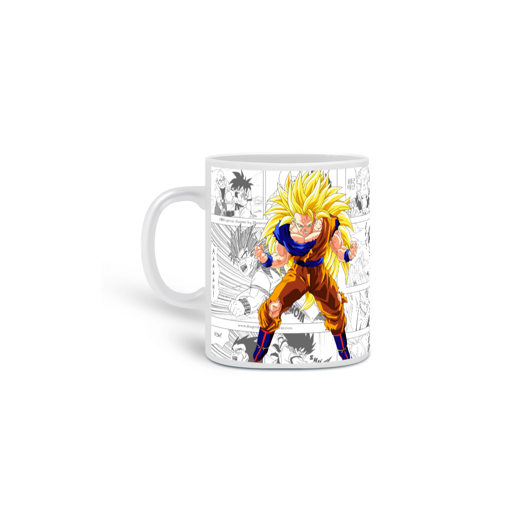 caneca quadrinho dbz goku ss3