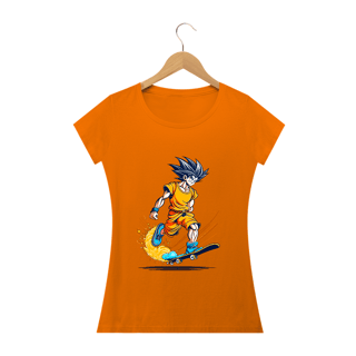 Nome do produto camiseta feminina goku skaetboard
