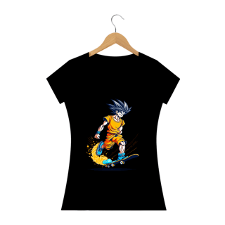 Nome do produto camiseta feminina goku skaetboard