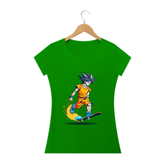 Nome do produto camiseta feminina goku skaetboard