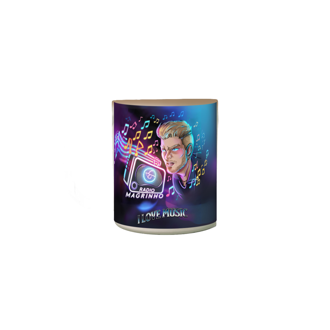 Nome do produto: Caneca Mágica Rádio Magrinho I Love Music