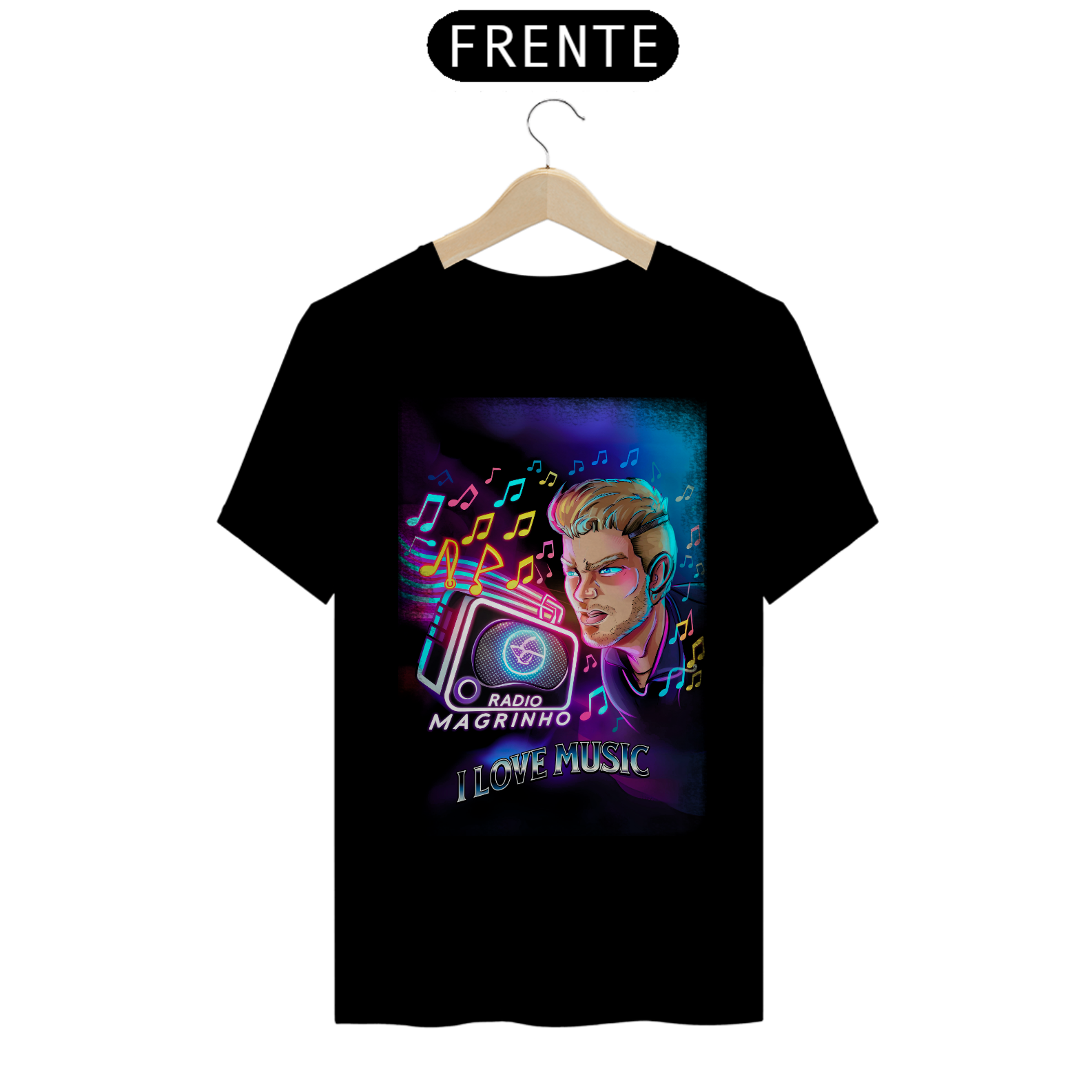 T-Shirt Quality Radio Magrinho I Love Music