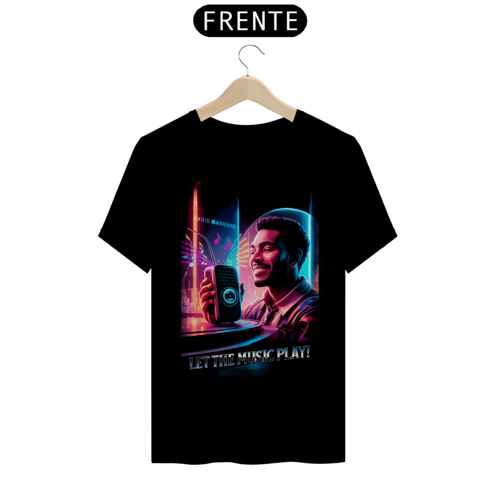 T-Shirt Quality Rádio magrinho Let the music play
