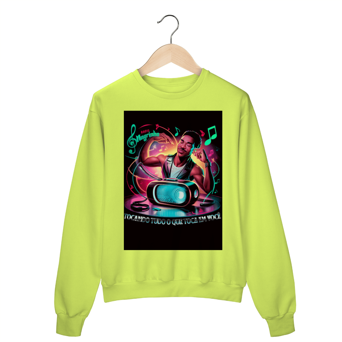 Nome do produto: Moletom Fechado Rádio Magrinho Tocando Tudo o Que Toca em Você