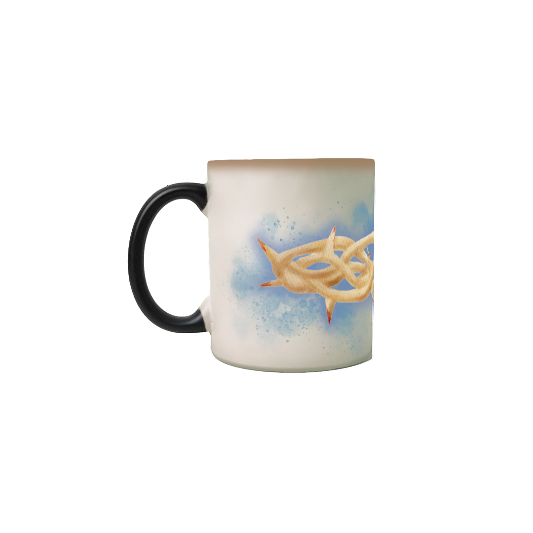 Nome do produto: Caneca Mágica Coroa de Espinhos - Azul
