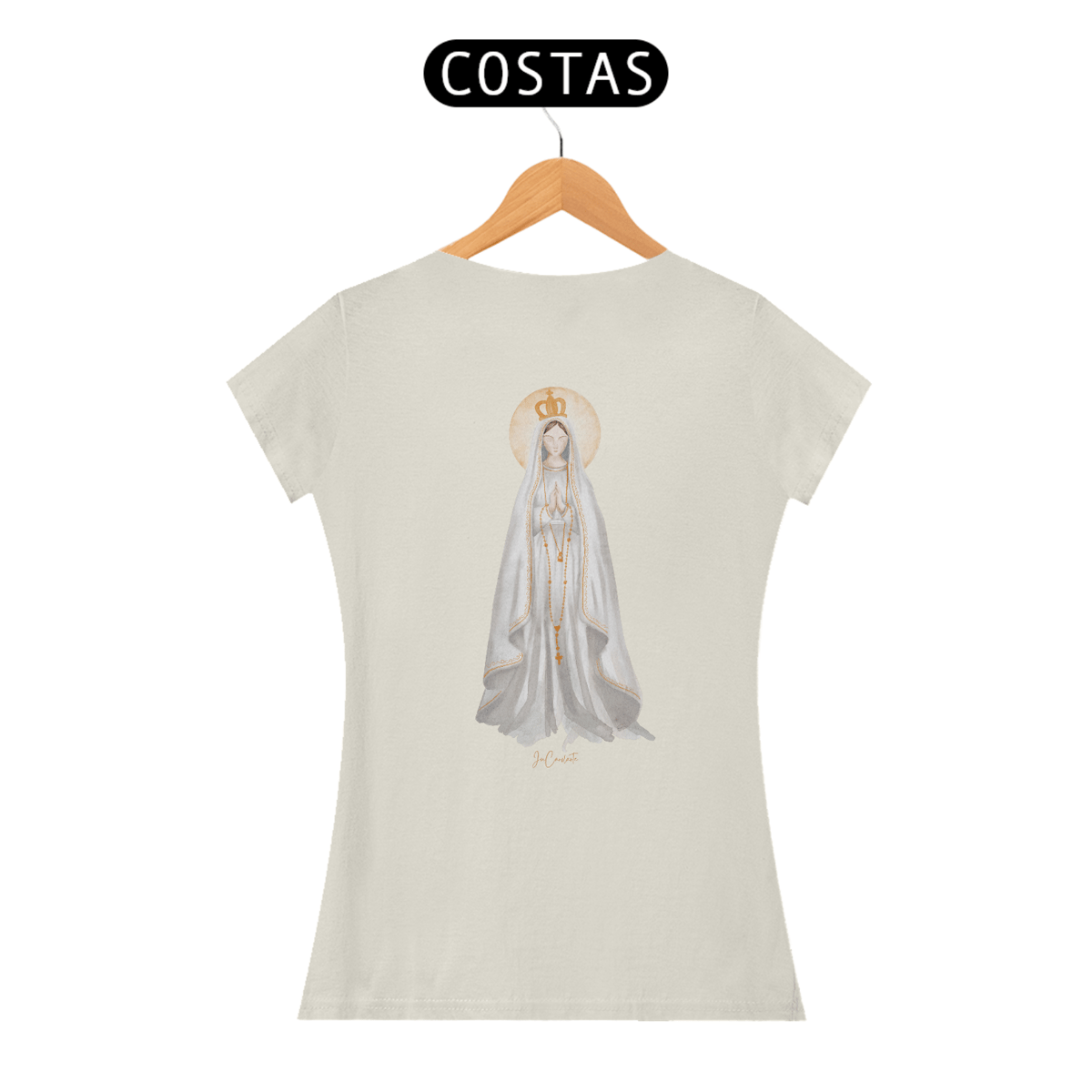 Nome do produto: Camiseta Feminina Pima - Mãezinha de Fátima #03
