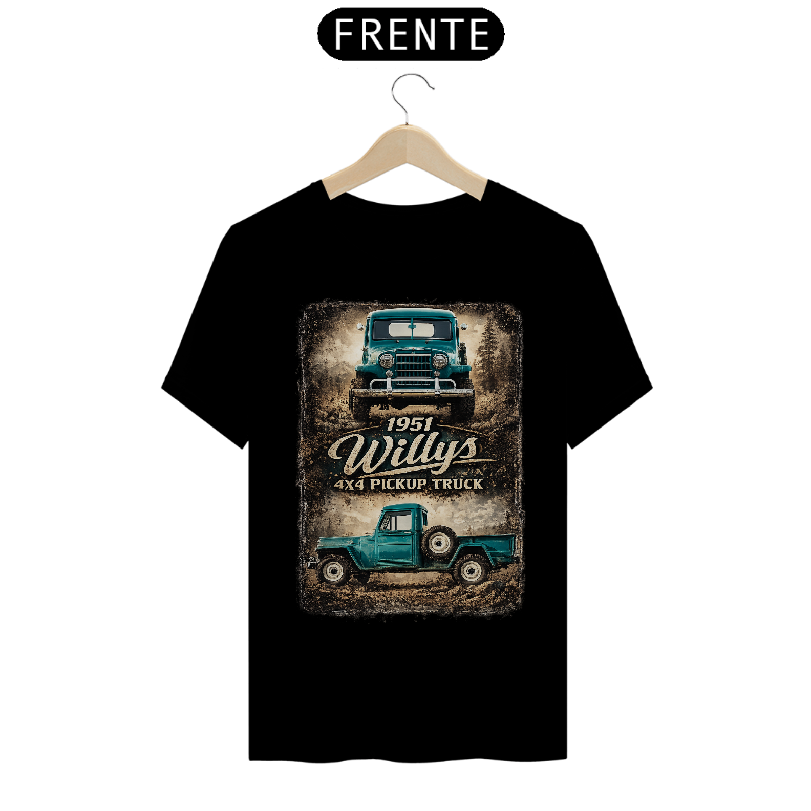 Camiseta Quality - F75 - 1951 Willys 4×4 Pickup Truck