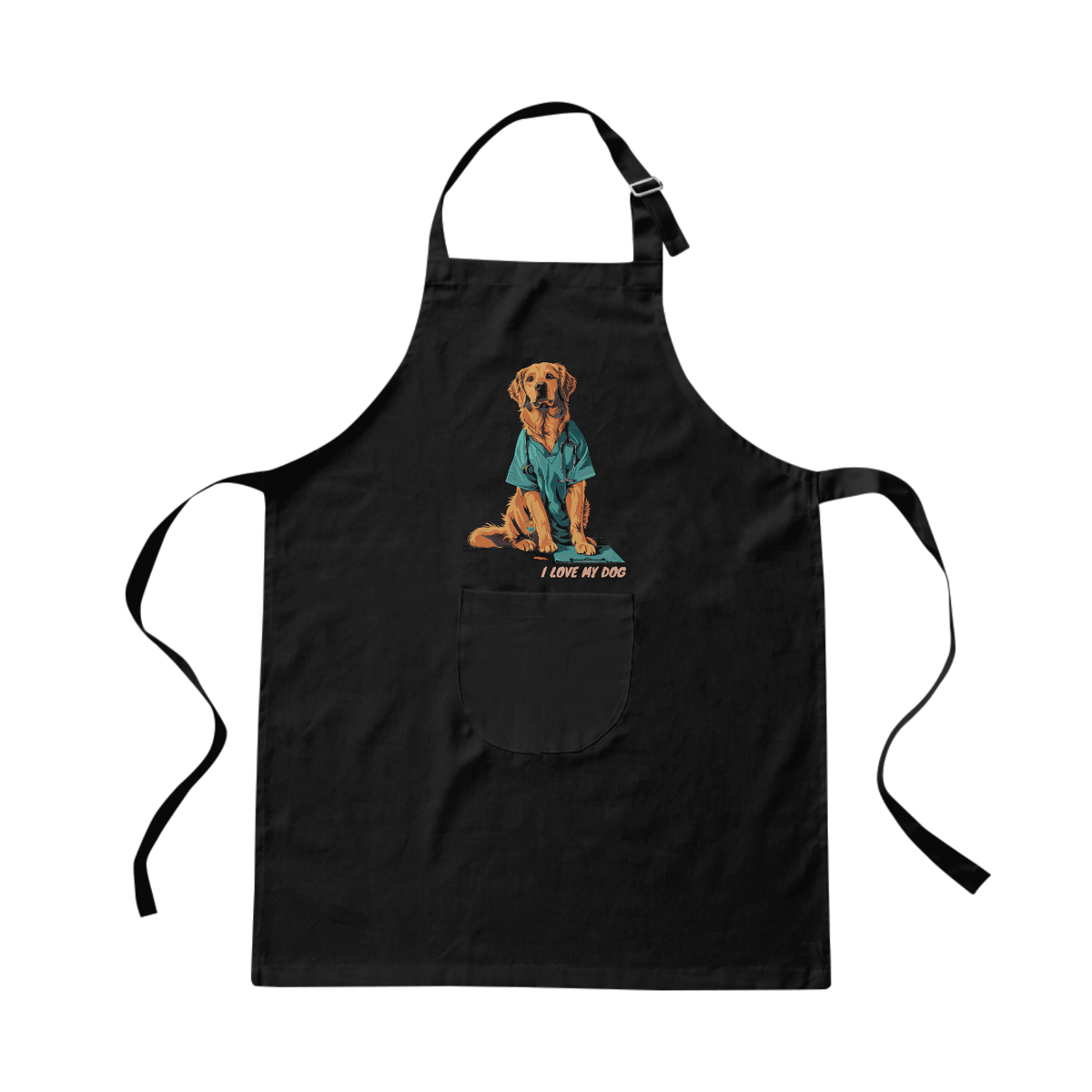 Nome do produto: Golden Retriever Enfermeiro - Avental brim - Coleção Tal Pais - Tal Patas