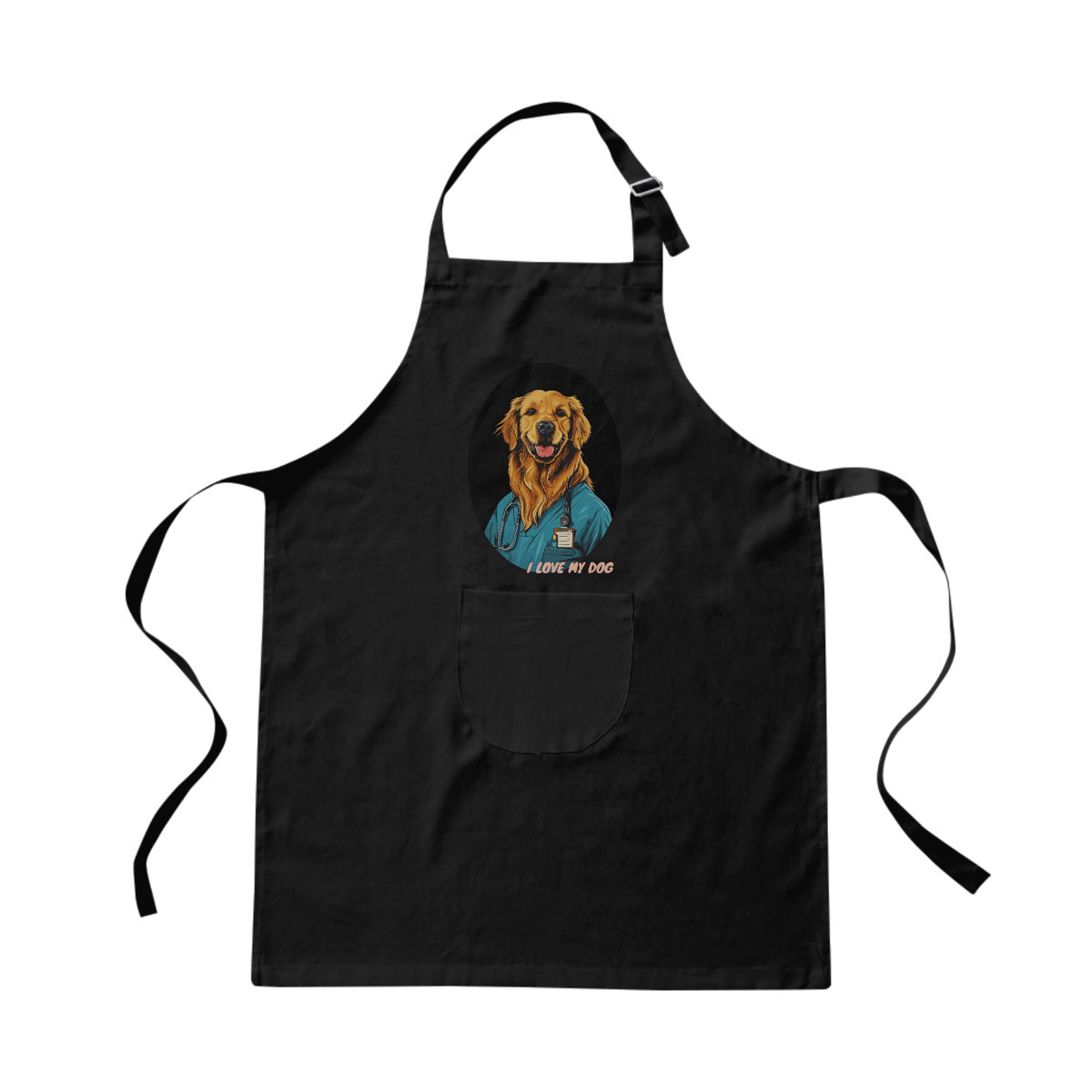 Nome do produto: Golden Retriever Enfermeiro - Avental brim - Coleção Tal Pais - Tal Patas