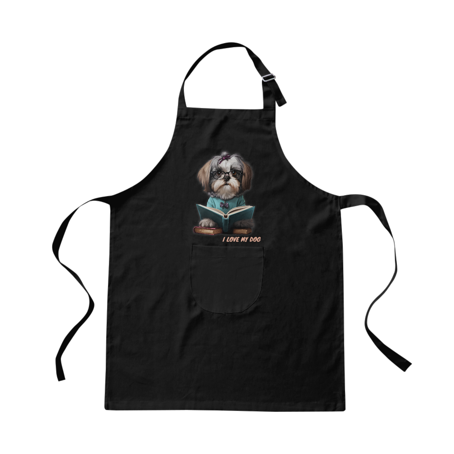 Shih Tzu Professor - Avental brim - Coleção Tal Pais - Tal Patas