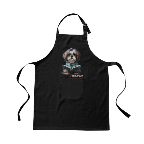 Shih Tzu Professor - Avental brim - Coleção Tal Pais - Tal Patas