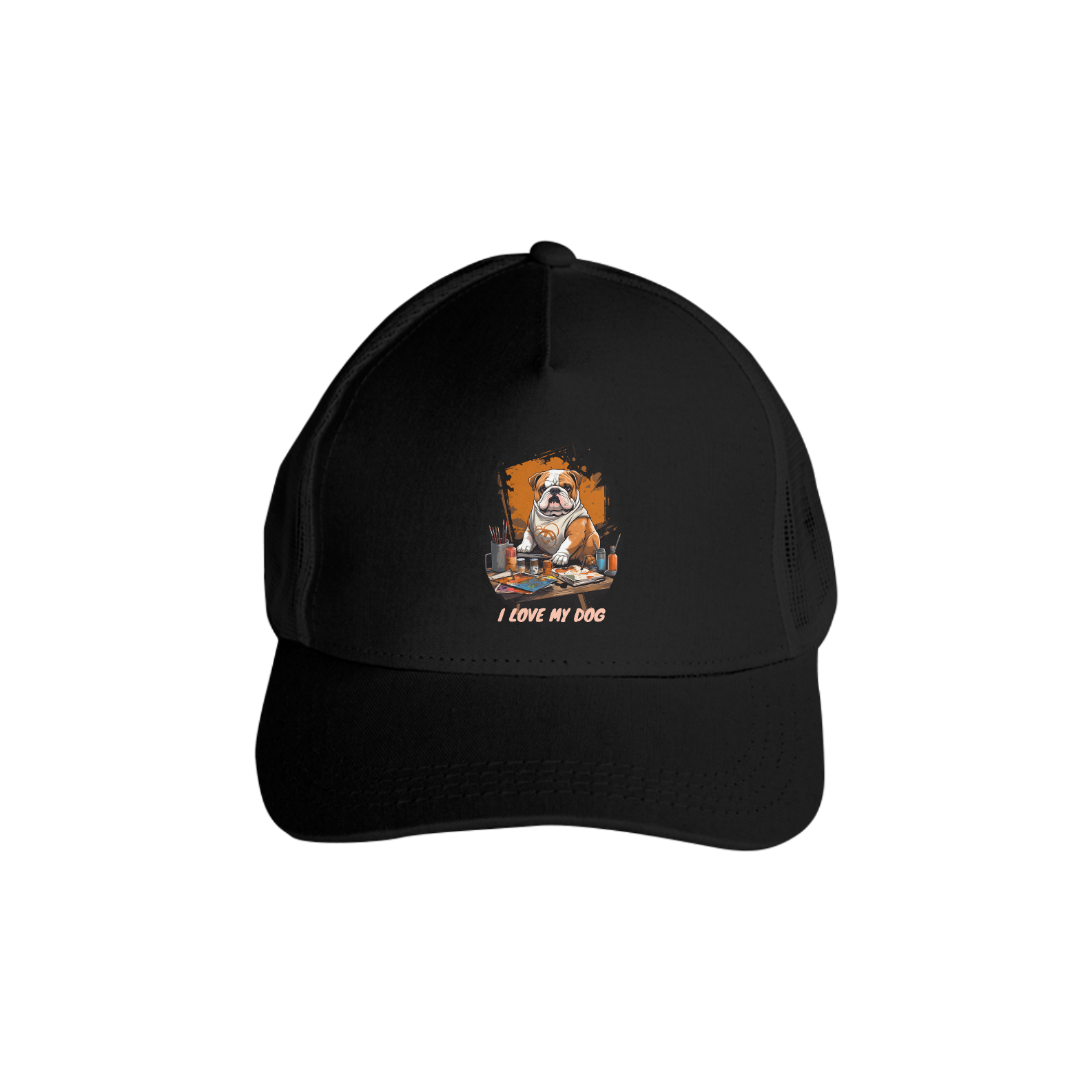 Bulldog Inglês Arquiteto - Boné Americano com Tela - Coleção Tal Pais - Tal Patas