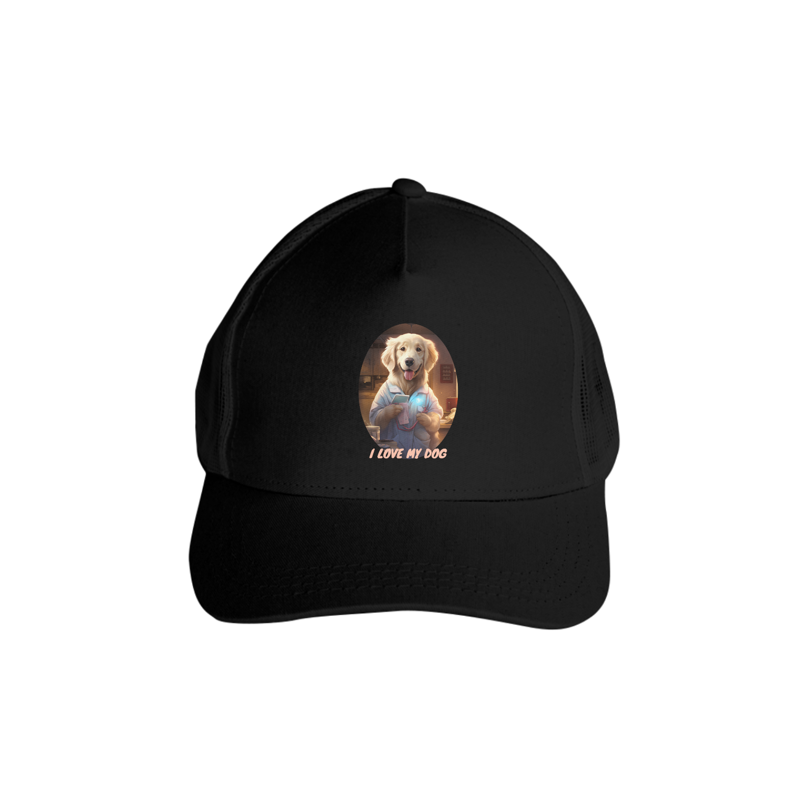 Golden Retriever Enfermeiro - Boné Americano com Tela - Coleção Tal Pais - Tal Patas