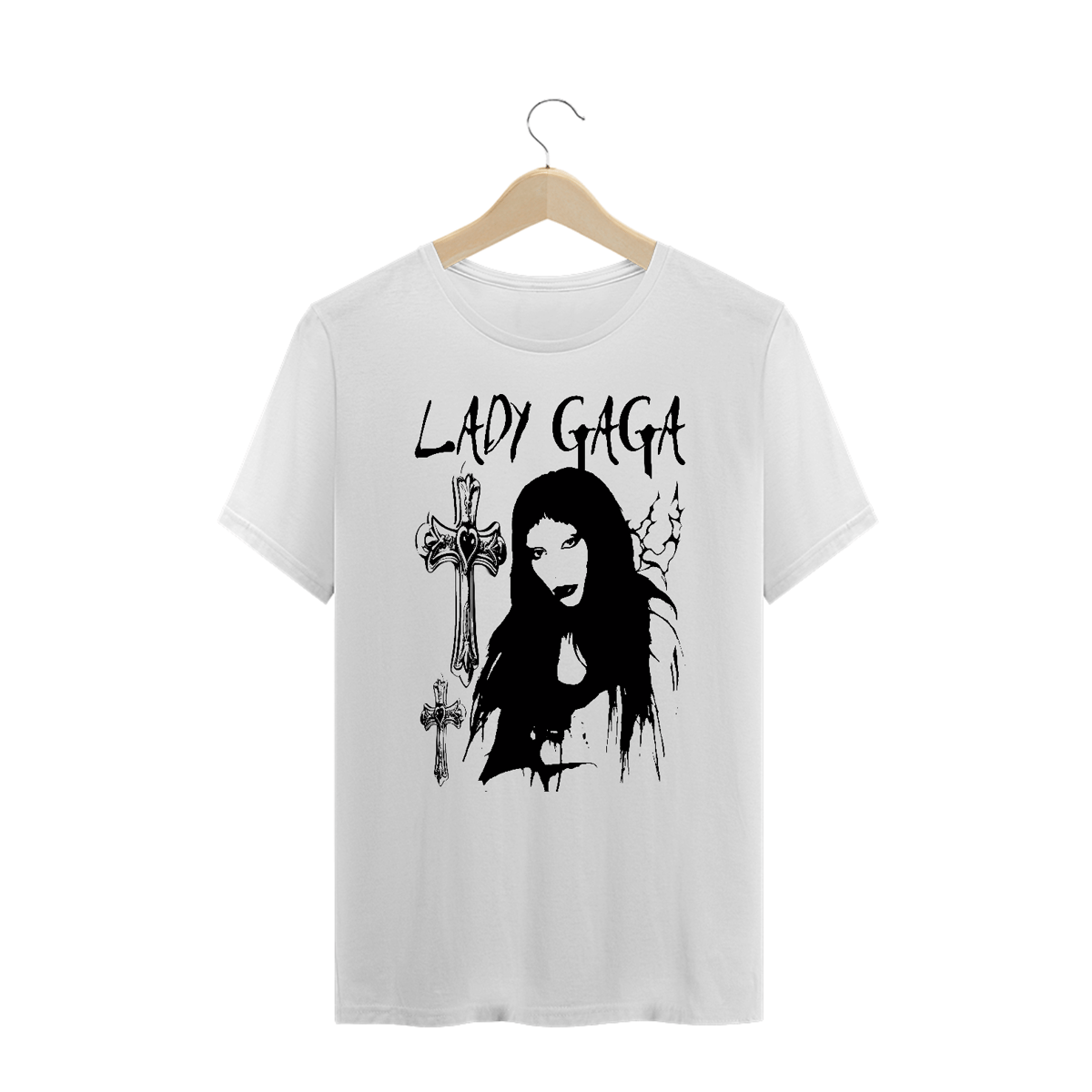 Nome do produto: Camiseta Plus Size Branca \'LADY GAGA\'