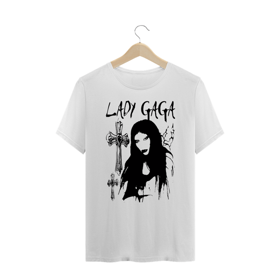 Camiseta Plus Size Branca 'LADY GAGA'