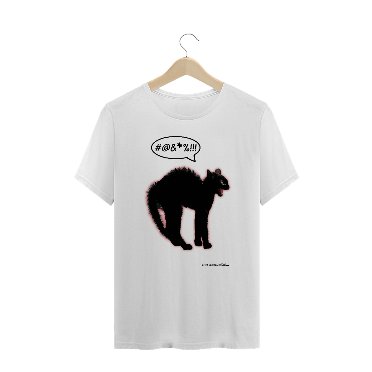 Nome do produto: Camiseta Plus Size \'me assustei (gatinho)\'