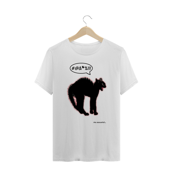 Camiseta Plus Size 'me assustei (gatinho)'