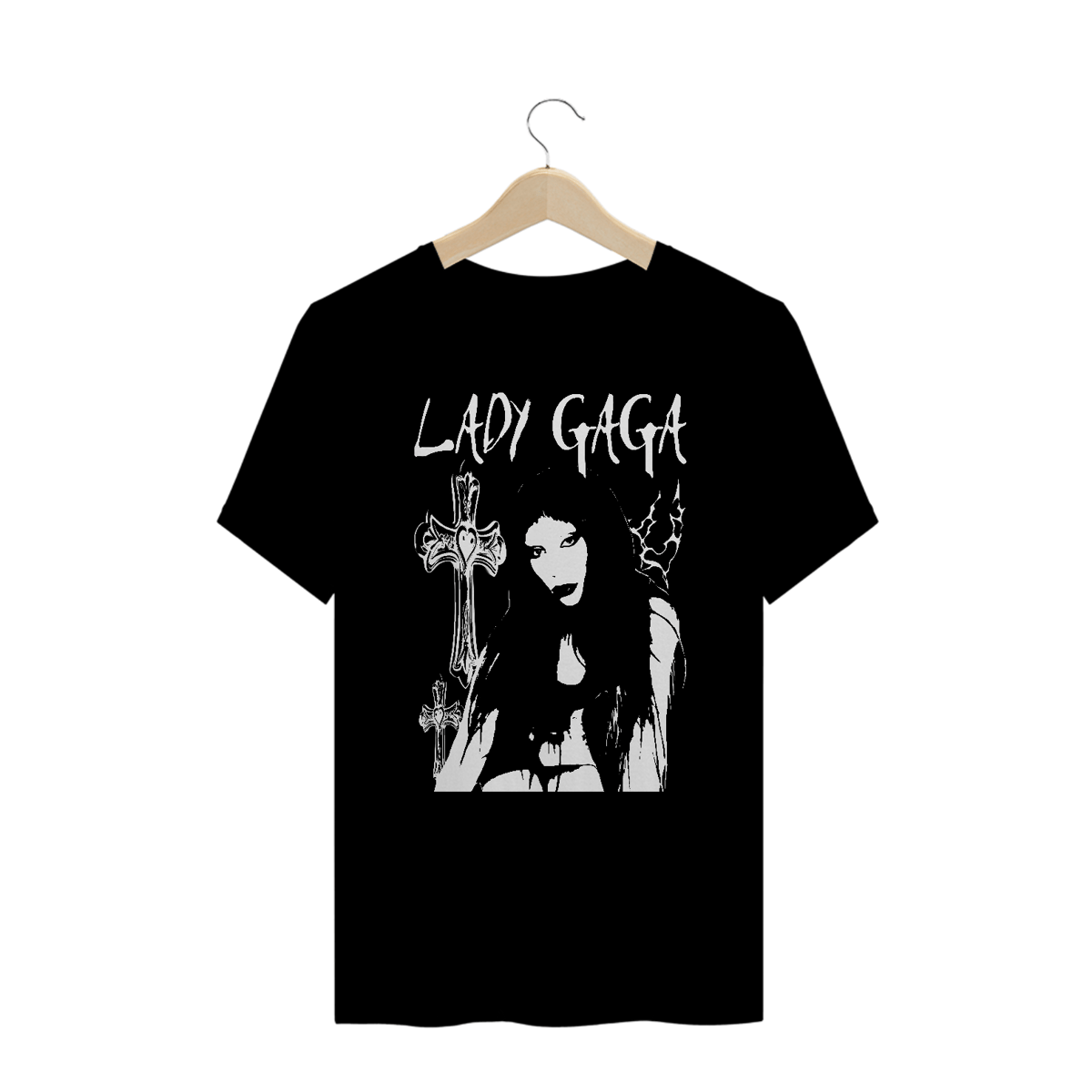 Nome do produto: Camiseta Plus Size Preta \'LADY GAGA\'