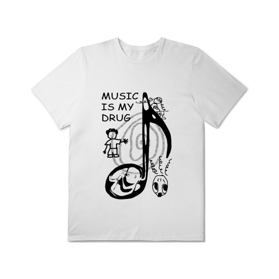 Camiseta Plus Size 'MUSIC IS MY DRUG'
