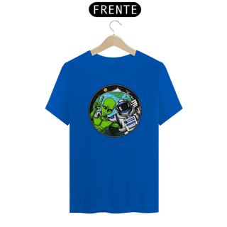 Nome do produto Camiseta Alien e Astronauta Tirando Selfie