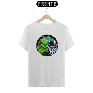 Nome do produto Camiseta Alien e Astronauta Tirando Selfie