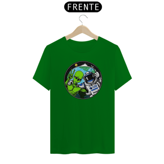 Nome do produto Camiseta Alien e Astronauta Tirando Selfie
