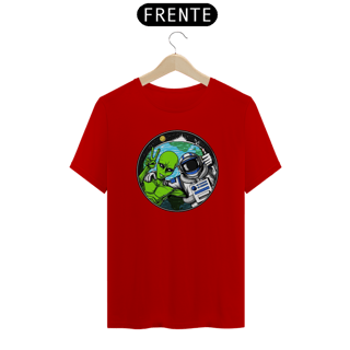 Nome do produto Camiseta Alien e Astronauta Tirando Selfie
