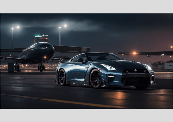 NISSAN GTR R35 DARKNIGHT IN AIRPORT 