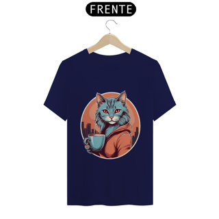 Nome do produto Camiseta Café com Gato da Luna