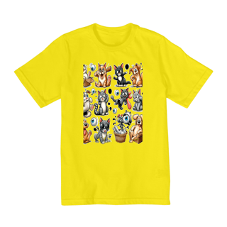 Nome do produto Camiseta Quality Infantil 10a/14a - Camiseta Gatos e cachorro Coletânea II