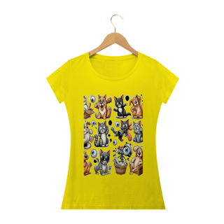 Nome do produto Camiseta Baby Long Classic -Gatos e cachorro Coletânea II