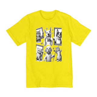 Nome do produto Camiseta Quality Infantil 2a/8a -Camiseta Gatos e cachorro Coletânea III