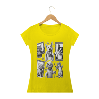 Nome do produto Camiseta Baby Long Classic -Gatos e cachorro Coletânea III