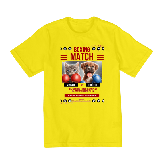 Camiseta Quality Infantil 2a/8a - Boxe GatoXCão Peso Pulga 