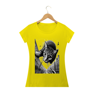 Nome do produto Camiseta Baby Long Quality - Gato saindo do céu